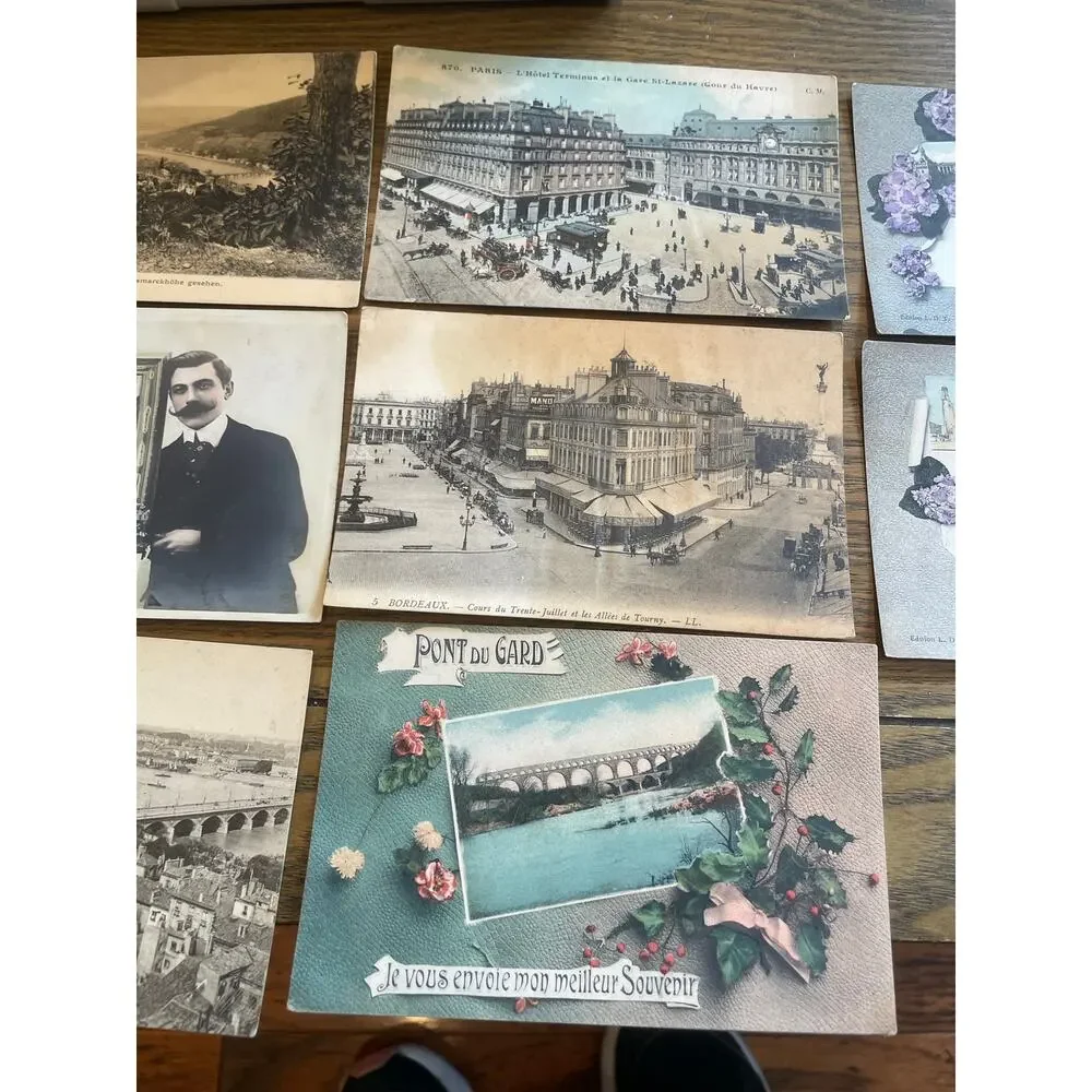 Lot of 8 Antique French Postcards Toulouse Bordeaux Paris Montpellier France